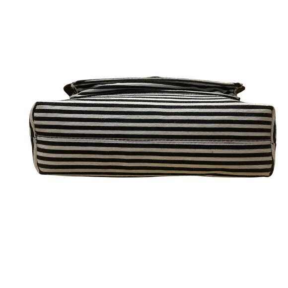 Fossil Women’s Brown Leather Black & White Striped Canvas Crossbody Bag - Picture 7 of 16